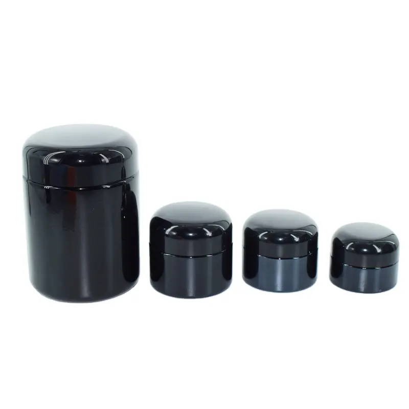 สีดําและสีม่วงอัลตร้า 50ml UV แก้ว Jar 30g Airtight Stash สมุนไพร 100g กลิ่นขวดเครื่องสําอางครีมบรรจุภัณฑ์