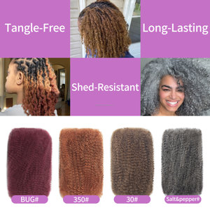 Pre-estiramiento 18 pulgadas 50g a granel Cheveux Naturel cabello trenzado <span class=keywords><strong>Afro</strong></span> <span class=keywords><strong>Kinky</strong></span> <span class=keywords><strong>Curl</strong></span> brasileño <span class=keywords><strong>Remy</strong></span> extensiones de cabello humano - Product Image 5
