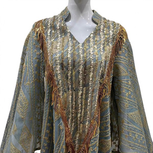 Robe longue musulmane Abaya de luxe LEDUO, brodée de sequins et à franges, pour les fêtes - Product Image 3