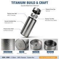 Thermos isotherme en titane pur de 480 ml à double paroi avec filtre à thé, bouchon à vis, logo personnalisé, cadeau
