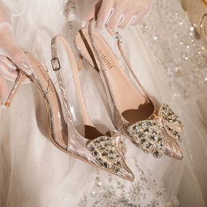 6CM/8CM/10CM New Model Zapatos De Mujer Slingback Rhinestone <b>Closed</b> <b>Toe</b> Stiletto <b>Heels</b> for Women Ladies Pumps - Product Image 4