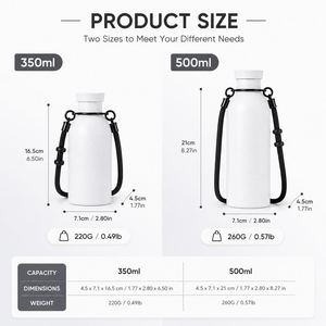 Bouteille isotherme en acier inoxydable avec logo personnalisé, 350 ml, 500 ml, cadeau, sport, gym, extérieur, lait, eau, avec poignée en corde - Product Image 3