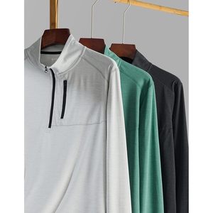 FOXA – Pull à col zippé pour homme, manches longues, veste athlétique ajustée, performance, entraînement, course à pied, léger, en polyester - Product Image 3