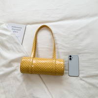 Bolsos cilíndricos de lunares 2026 para mujer, bolso de hombro y axila color caramelo con cremallera y costuras