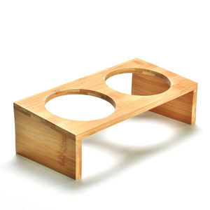 Bình nước gốm đôi nâng cao chống trơn trượt thân thiện với môi trường cho thú cưng, có khung gỗ, có thể tháo rời - Product Image 6