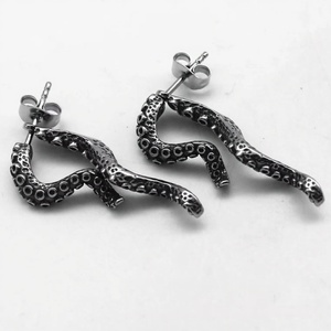 Stainless Steel <b>Octopus</b> Tentacle <b>Earrings</b> for Men Gothic Punk Style Vintage Silver Statement Jewelry Unisex Fashion Accessory - Product Image 5