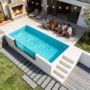<span class=keywords><strong>Piscine</strong></span> de luxe pour jardin, sur mesure, en fibre de verre, préfabriquée, hors sol, de 20 pieds, avec petit jacuzzi spa extérieur - Product Image 1
