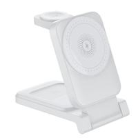 Station de charge sans fil magnétique portable 3-en-1 pliable rapidement avec entrée 9V/2A, support multifonction pour montre connectée et téléphone