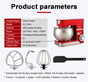 Batteur sur socle SOHEF 1300W 5L pour la pâtisserie, 6 vitesses avec fonction Pulse, LED, ABS, pour la cuisine à domicile |   Meilleur <span class=keywords><strong>prix</strong></span> pour hôtel, restaurant, maison - Product Image 5