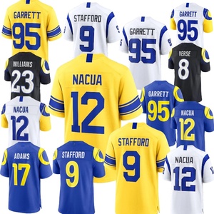 Vente en gros Nouveau style Los Angeles Entièrement cousu # 9 Stafford # 12 Nacua # 23 Williams # Maillot de football américain 95 Garrett - Product Image 1