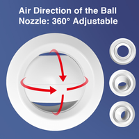 Buse de jet sphérique réglable en plastique ABS pour sortie d'air conditionné, au design moderne, pour aéroports et gares ferroviaires
