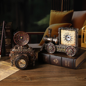 Horloge de locomotive antique Mystic Arts, artisanat en résine, style européen, décoration d'intérieur, cadeau - Product Image 1