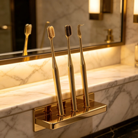Brosse à dents souple plaquée or avec logo OEM et poils PBT pour le blanchiment des dents, usage adulte, usage domestique, outil de soin buccal manuel