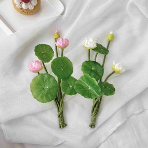 Bouquet de fleurs de lotus artificielles en soie, haute simulation, pour la décoration de la maison, accessoires de mariage, offrandes du Nouvel An chinois - Product Image 3
