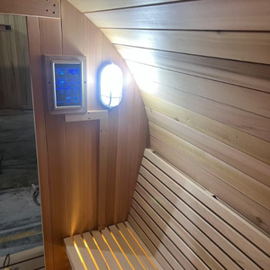 JINGEN 2000MM Durchmesser 6-Personen Kanadische Rotzeder & Hemlock Elektrische Outdoor-Fass-Sauna Traditioneller Saunaraum mit Ofen - Product Image 5