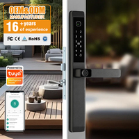 Serrure de porte intelligente TUYA noire mate, extérieure, étanche IP66, avec caméra, interphone vidéo, serrure à empreintes digitales pour porte coulissante