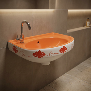 Gold Line White Rectangular Ceramic Wall Hung Wash Basin Two Piece Bathroom Hand Wash Sink for Hotel Projects - Product Image 5