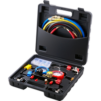 Kit de manomètres de climatisation 4 voies avec flexibles de 1,5 m pour la recharge et l'évacuation de fréons R134A/R22/R12/R410A pour voitures