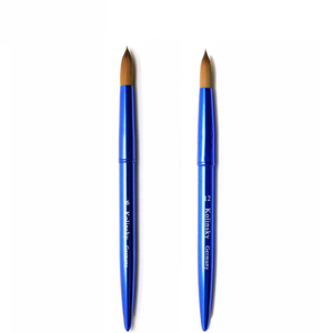 Pinceau à ongles en acrylique Kolinsky à manche métallique bleu, pinceau rond pour poudre acrylique, différentes tailles, marque privée - Product Image 2