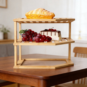 Support d'angle en <span class=keywords><strong>bambou</strong></span> à 3 niveaux pour l'organisation des épices et des condiments de cuisine – Rangement et étagères - Product Image 5