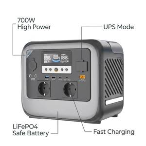 Station d'alimentation portable 700W C700, générateur solaire 600Wh avec fonction UPS et écran LCD pour les aventures en plein air - Product Image 2
