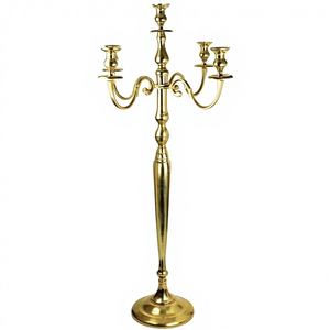 Chandelier à 5 bras en métal doré fait à la main, centre de table pour la décoration de la maison, mariage et Noël - Product Image 1