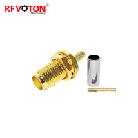 Connecteur Coaxial à Sertir Plaquée Or 50 Ohms en Laiton PTFE SMA-J-1.5 SMA-JW-1.5 SMA Mâle-Femelle pour Câbles RG174 RG316 LMR100