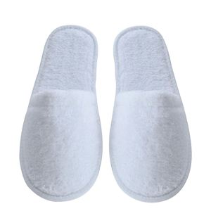 Chaussons de bain personnalisés blancs à bout ouvert, confortables et doux, pour hôtel, jetables, avec logo et matériau personnalisés - Product Image 1