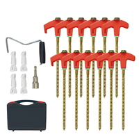 Piquets de tente métalliques durables à visser, ancres de sol avec extracteur de tête hexagonale et boîte de rangement pour camping, auvent et utilisation extérieure