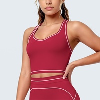 Nouveau soutien-gorge de sport pour femme à maintien élevé, color-block, brossé, avec bretelles croisées, ajusté, respirant, design dos en I, rembourrage avant amovible