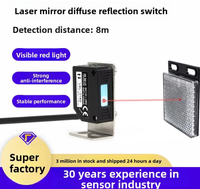 Saklar Fotoelektrik Laser Anti-Interferensi Tipe Cermin Reflektif LQL-318MNO Sensor Cahaya Tampak DC10~30V NPN Normal