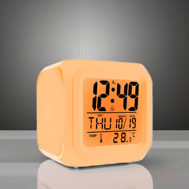 Mini  Kids Digital LED Cube Alarm Clock with Night Light Bedside Wake-up Feature Electronic Desk Clock