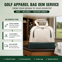 Sac de golf portable résistant à l'eau avec logo personnalisé, en cuir PU, compartiment à chaussures en forme de dôme, sangle détachable, OEM 30 pièces, vêtements