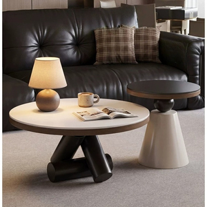 Set di Tavolini <span class=keywords><strong>da</strong></span> Caffè Rotondi Geometrici Minimalisti Italiani, Tavolo Centrale Moderno di Lusso per Soggiorno, Appartamenti di Piccole Dimensioni - Product Image 4