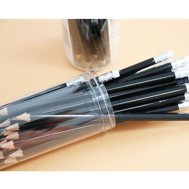 black HB pencil with with Eraser Custom Color Newest Promotional Wooden Black Set Body OEM Wood Belt Lead Packing School Office