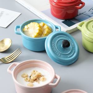 Mini <span class=keywords><strong>cocotte</strong></span> en céramique avec couvercle, peinte à la main, écologique, style bohème, pour la soupe - Product Image 1