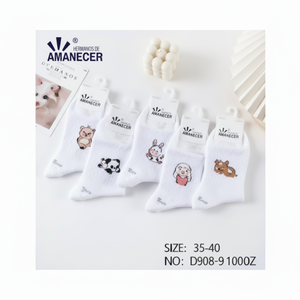 Calzini da donna in seta di Nylon bianco lunghi fino alle caviglie personalizzabili formato traspirante stampa Jacquard Design estivo lunghezza equipaggio di calore Logo - Product Image 1