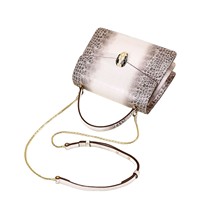 Haute qualité concepteur exotique véritable peau de serpent sac à main femmes personnalisé en cuir véritable bouton Portable unique sac à bandoulière