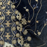 Tissu en velours tricoté de luxe pour mariée avec des perles et des paillettes brodées pour robes de mariée, accessoires textiles pour la maison