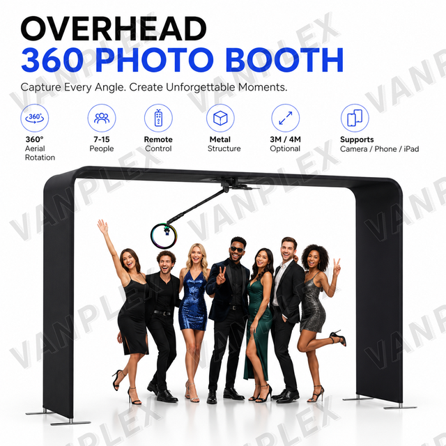 Automatic Sky 360 Overhead Photo Booth for Corporate Event Wedding, Slow Mo Video Spinner Compatible with iPad Camera
