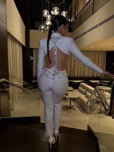 <span class=keywords><strong>Ensemble</strong></span> bandage pour <span class=keywords><strong>femme</strong></span> avec diamants <span class=keywords><strong>de</strong></span> luxe sexy, veste courte dos nu et <span class=keywords><strong>pantalon</strong></span> crayon 2 pièces, tenue <span class=keywords><strong>de</strong></span> <span class=keywords><strong>soirée</strong></span> - Product Image 2