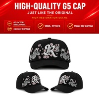 Gorras de Béisbol de Gamuza de 5 Paneles con Ala Ancha, Calidad G5, con Detalles en Oro Rosa 24K, Modelo B CROSS, para Barbas