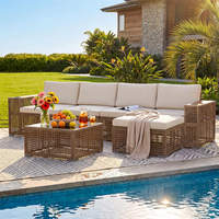 Ensemble de canapés modulaires d'extérieur en rotin, mobilier de patio en osier PE avec table basse – Vente chaude