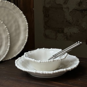French Irregular Pearl Ceramic Plate Bead Wholesale Dinnerware <b>Sets</b>-Ceramic Bowl Cup Dessert Plate - Product Image 3