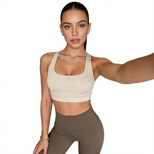 High Demand Workout Sets for Women 2 Piece Seamless High-Waisted Leggings & Cross Back Padded Sports Bra for Yoga <b>Pilates</b> OEM - Product Image 5