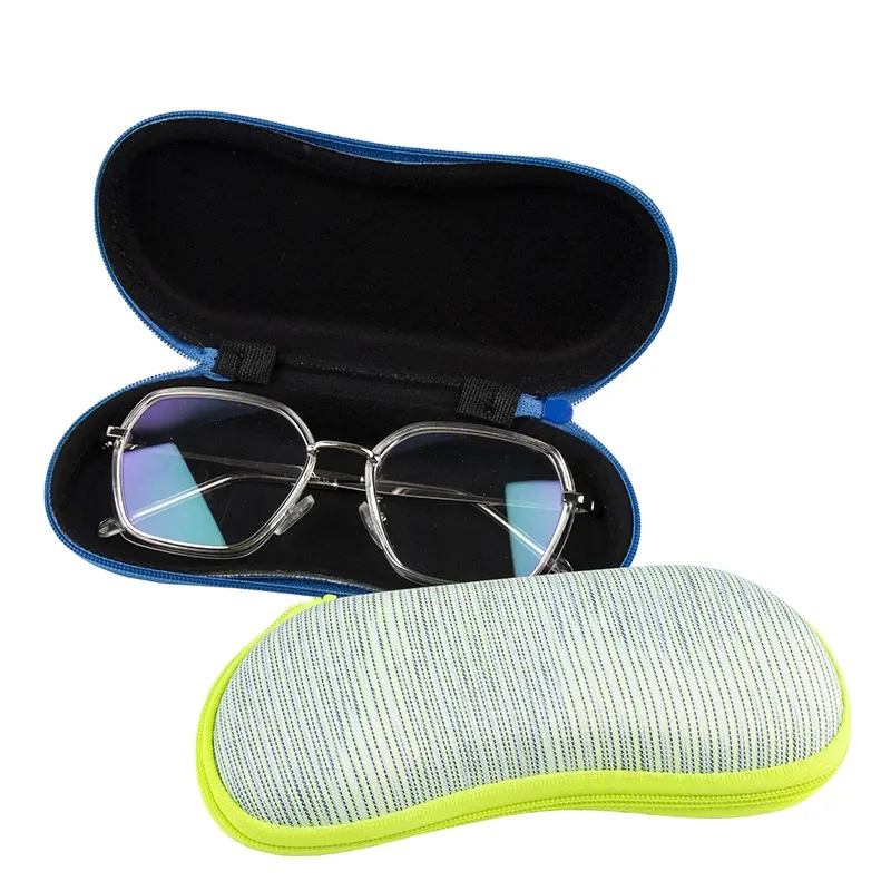 Fashionable Colored Zipper Cloth Striped pattern EVA Hard Glasses Case Bag Pouch Shockproof Glasses box