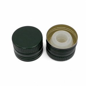 Bouchon à vis ROPP en aluminium vert foncé de 28 mm, anti-fuite, avec bec verseur interne et opercule inviolable pour bouteilles en verre d'huile d'olive ou d'alcool - Product Image 2