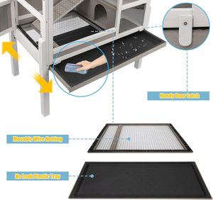 Jaula Moderna de Madera para Cobayas y Conejos con Diseño Bloqueable, Fácil Montaje, Bandeja Extraíble - Caja de Hábitat para Pequeños Animales Empaquetada - Product Image 3