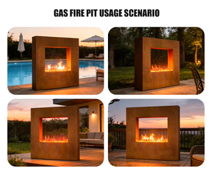 Foyer à gaz en acier Corten, fournisseur professionnel, brûleur à bio-carburant sécurisé, foyer extérieur en métal sur pied au propane - Product Image 6