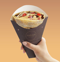Boîtes porte-crêpes françaises perforées personnalisées Emballages alimentaires jetables sûrs pour les crêpes style français Emballage alimentaire à emporter